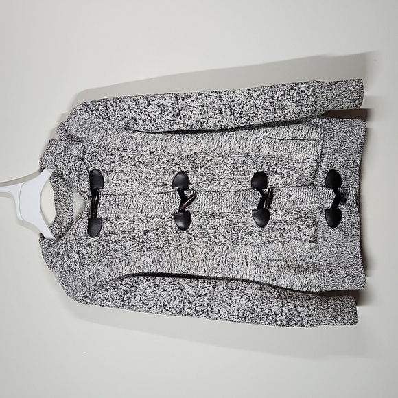 Sherpa lined heathered chunky knit hooded sweater toggle closure Womens medium. - Picture 1 of 9